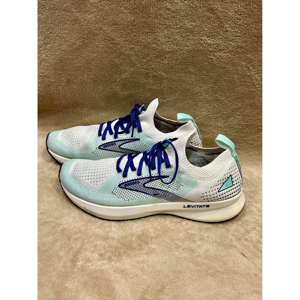 Brooks Levitate StealthFit 5 Womens Size 10 Running Shoes White Navy Yucca